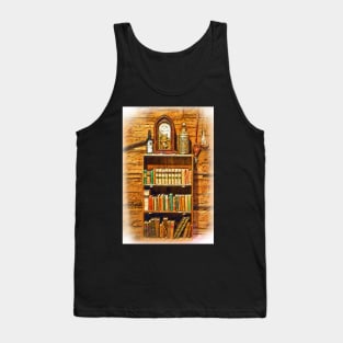 Log Cabin Bookcase Sketched Tank Top